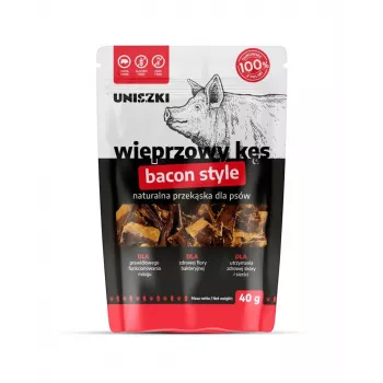 Nassfutter-Leckerli UNISZKI Bacon Style Bite 40 g – Schwein Einzelportionsbeutel, Monoprotein, hypoallergen