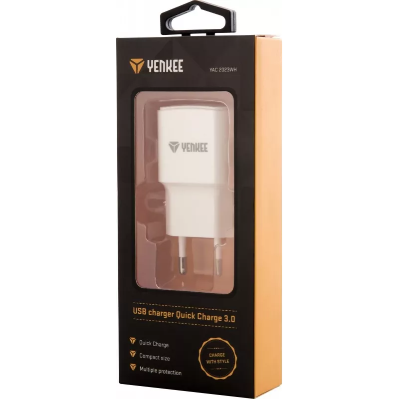 USB-Netzladegerät YENKEE YAC 2023WH 18W 3A Quick Charge 3.0