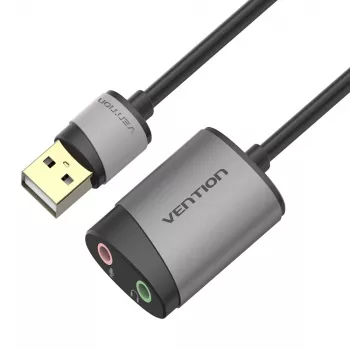 Vention USB Externe Soundkarte 0,15M Grau Metall Typ
