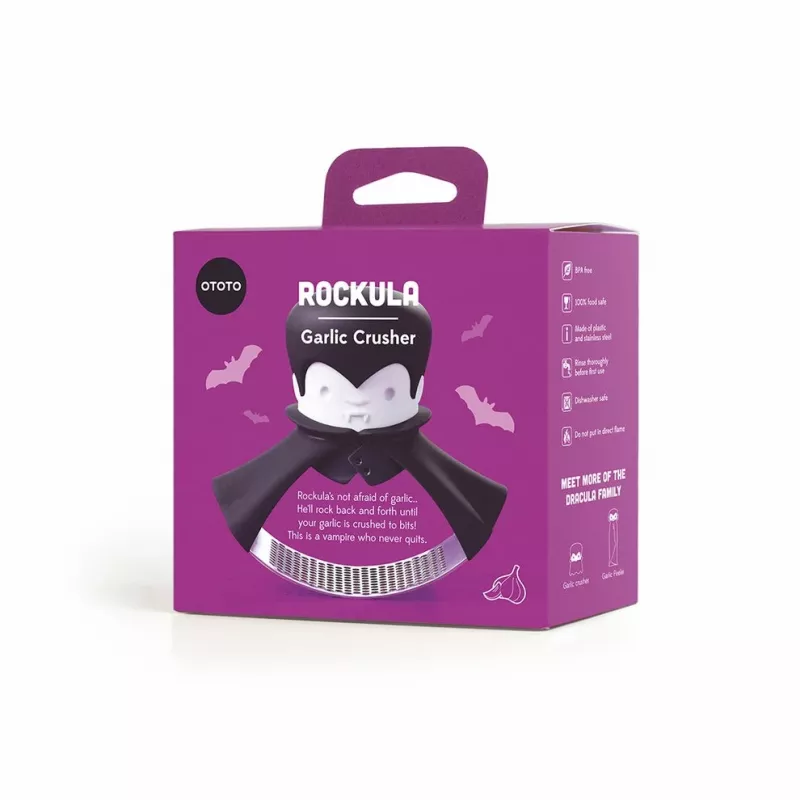 Tisch-Knoblauchpresse Ototo Design Rockula Kunststoff Edelstahl Schwarz Weiß