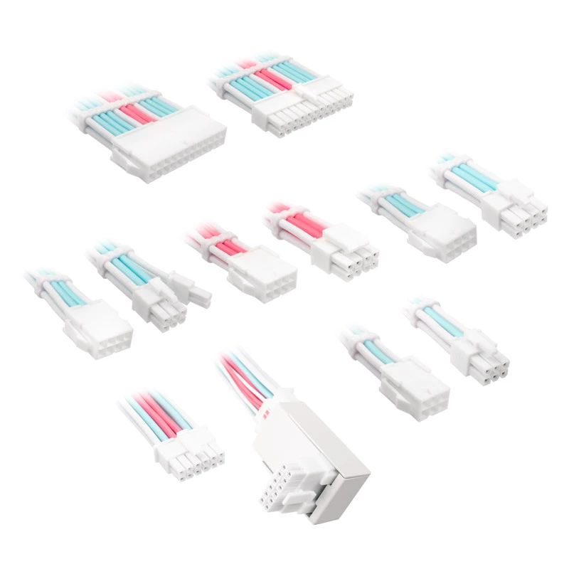 Kabel-/Adapter-Kit Kolink Core Pro Braided Kabel Extension Kit 12V-2x6 Typ 1 – Brilliant White/Neon Blue/Pure