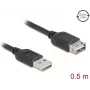 USB-A-auf-USB-A-Kabel DELOCK 81511 — USB 2.0, 0,5 m, schwarz, vergoldete Kontakte