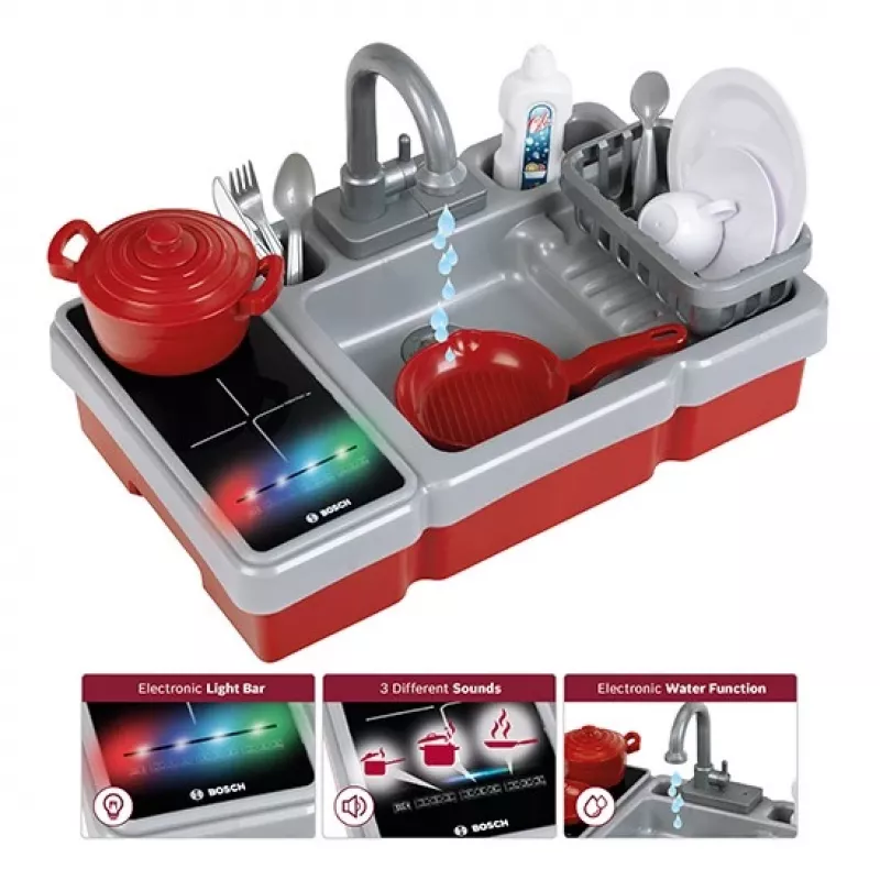 Spielzeugspüle mit Wasserfunktion und Licht KLEIN Modell 7110 – Kinder-Spielküchenzubehör