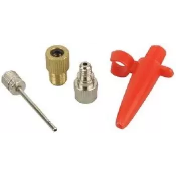 FISCHER Adapter-Set 85618 — Metall-Pumpenadapter (rot) für Fahrrad- und Rollerventile