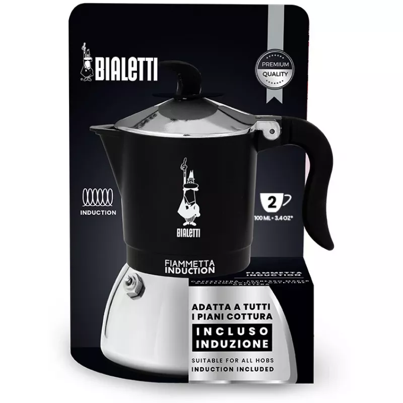 Induktionskaffeemaschine BIALETTI FIAMMETTA 2 Tassen, Schwarz