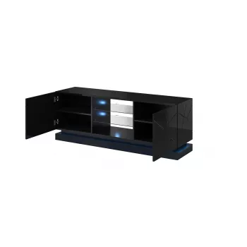 TV-Schrank cama meble QIU 160 — MDF schwarz glänzend, 1600×420×570 mm