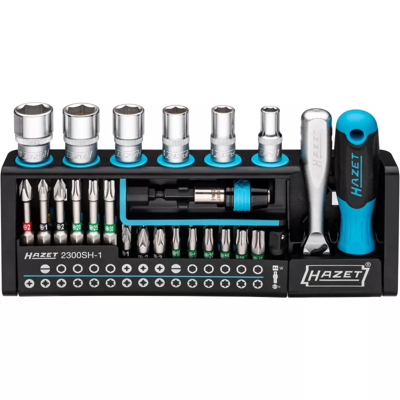 Hazet Bit Set 2300SH-1 — 39-teiliges Set mit Schlitz-, Phillips-, Pozidriv-, Innen- und Torx-Bits