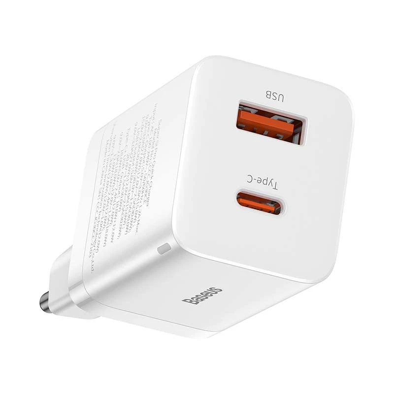 Baseus Super Si Pro Schnellladegerät USB + USB-C 30W (weiß)