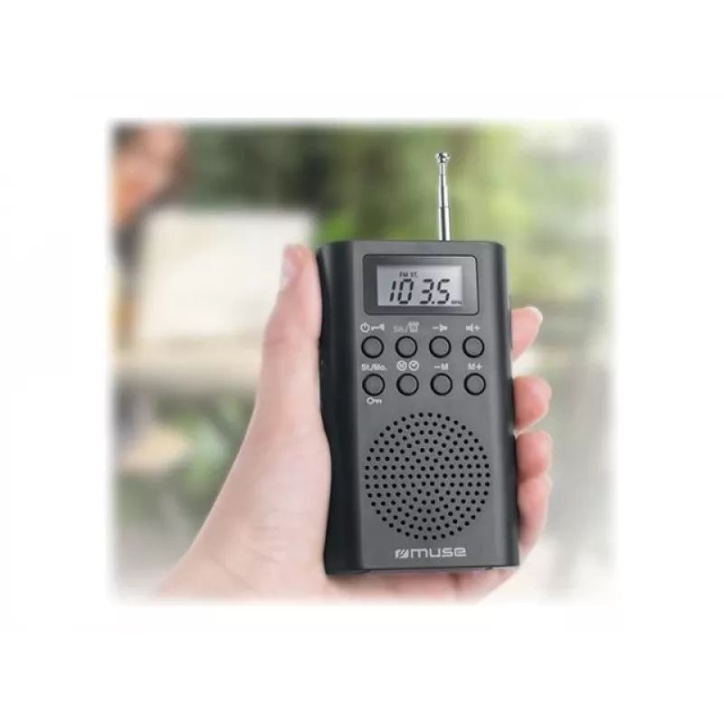Tragbares Radio Muse M-03 R mit FM-PLL-Abstimmung, LCD-Anzeige, externer Antenne, schwarz