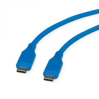 ROLINE USB 2.0 Kabel C-C ST/ST Silikon 60W 1m Blau - Kabel - Digital/Daten (11.02.9123)