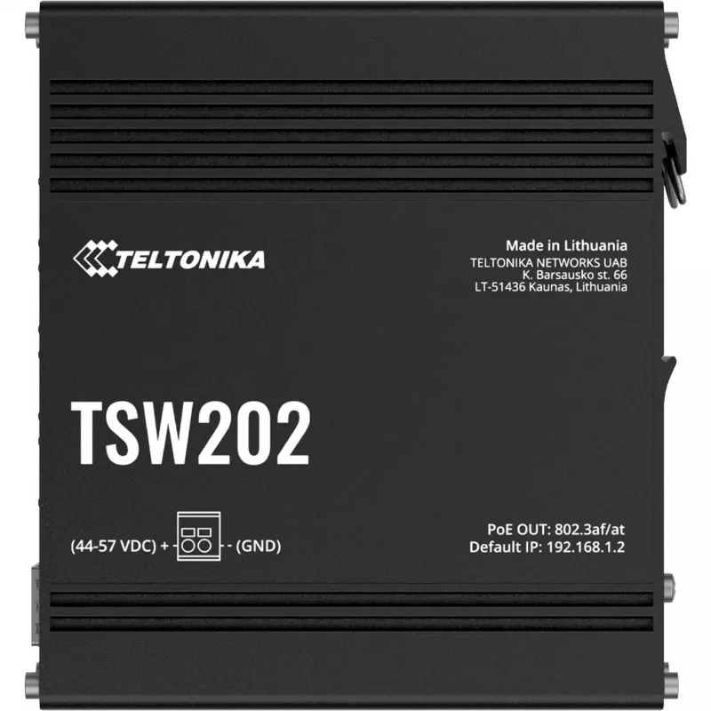 Teltonika TSW202 Managed L2 Gigabit Ethernet (10/100/1000) Power over Ethernet (PoE) Aluminium, Blau