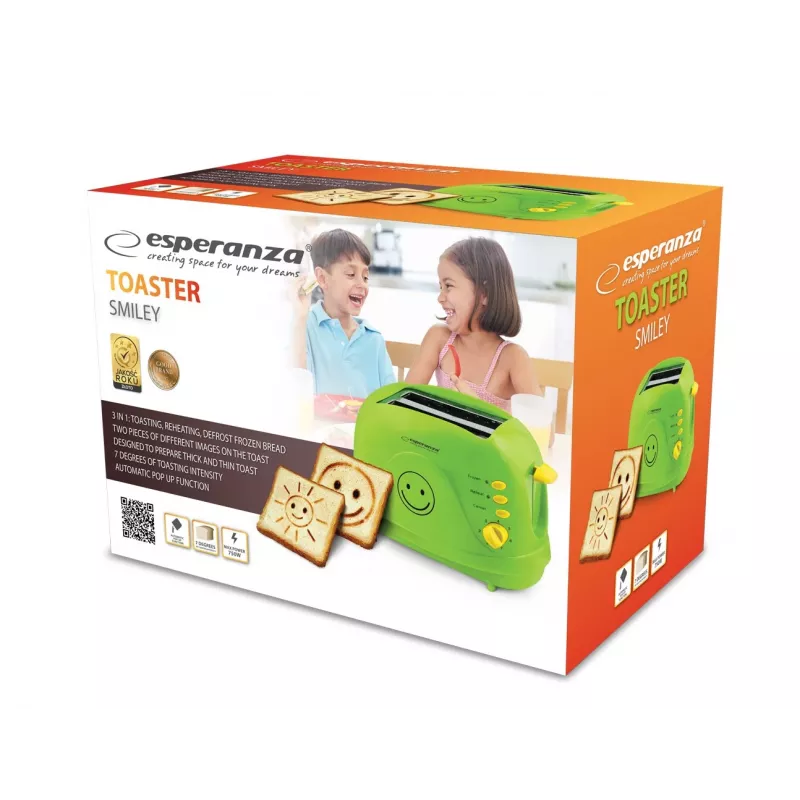 Esperanza EKT003 Smiley Toaster, 750 W, grün