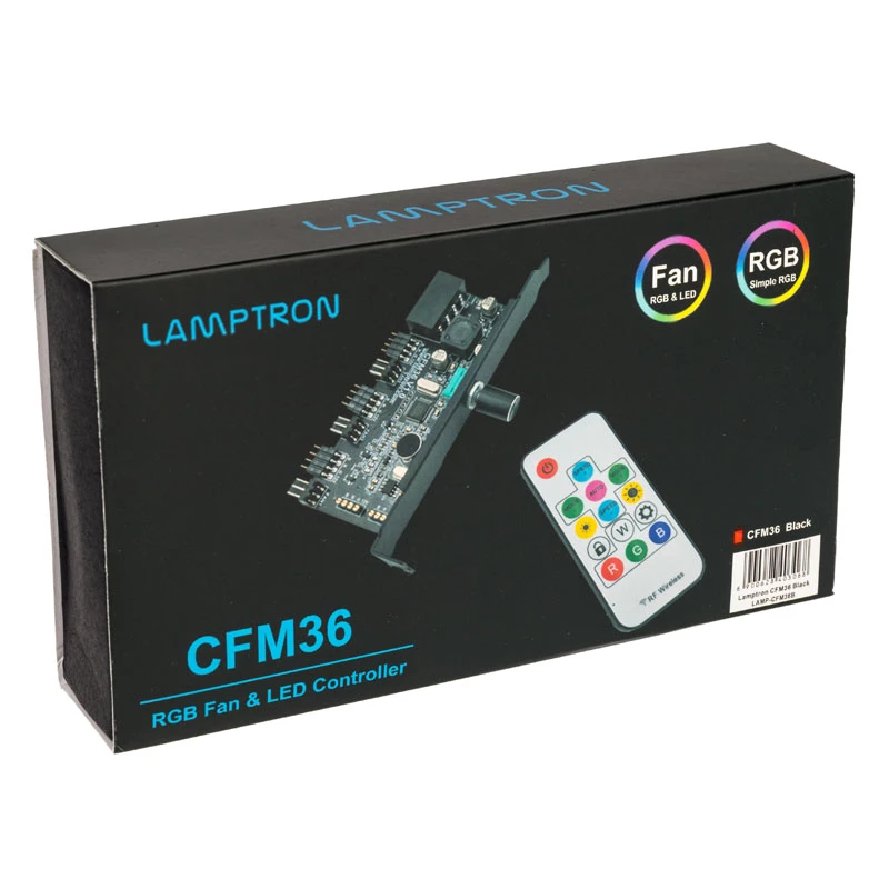 Lamptron CFM36 Lüfter- und RGB-LED-Controller für PCI-Slot, schwarz