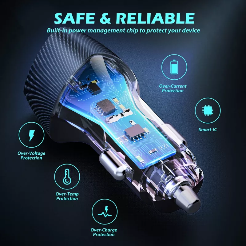 Kfz-Ladegerät Tellur FCC10 38W 6A PD20W QC3.0 – USB-C und USB-A Fahrzeug-Netzteil