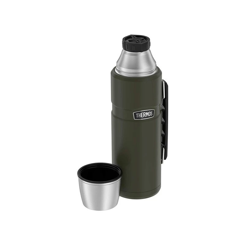 Thermoflasche THERMOS TH-170028 470 ml, vakuumisolierter Edelstahl, olivgrün, 24 h heiß/kalt