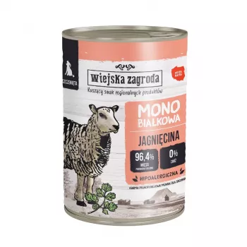 Nassfutter für Hunde wiejskazagroda Puppy Monoprotein Lamm 400 g – Junior, getreidefrei, Single-Protein