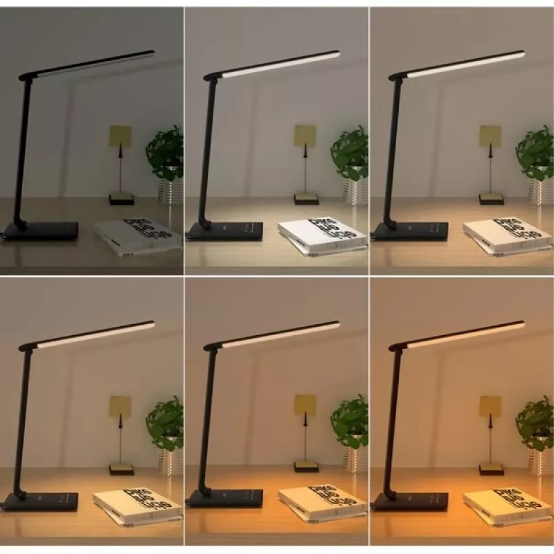 LED-Schreibtischlampe Aukey LT-T10 12W 3000–6500K — einstellbare Farbtemperatur, schwarz