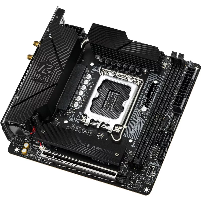 Mainboard ASRock Z790I LIGHTNING WIFI — Intel Z790, LGA 1700, Mini-ITX, DDR5 bis 8600 MHz, 2x DIMM, Wi‑Fi 6E, 2.5Gb LAN, 2x M.2