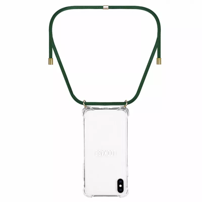 Telefon-Halskettenhülle Lookabe für iPhone X / Xs — Gold mit grünem Band