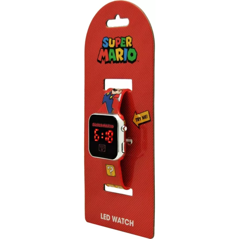 Kids Euroswan Armbanduhr LED Super Mario rot digitale Kinderuhr mit LED-Display