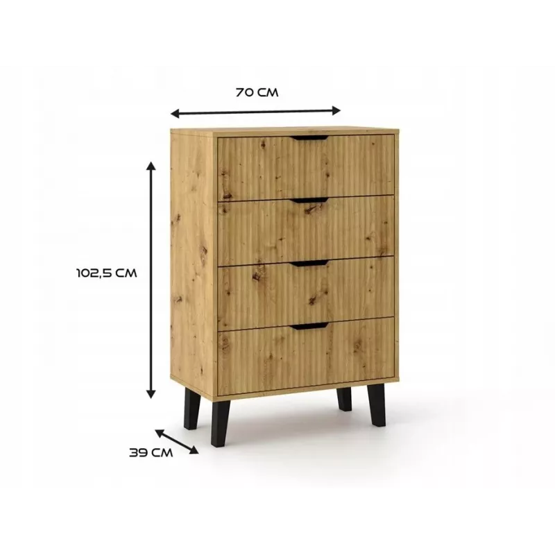 SCANDI 4S schlank Eiche ARTISAN Kommode