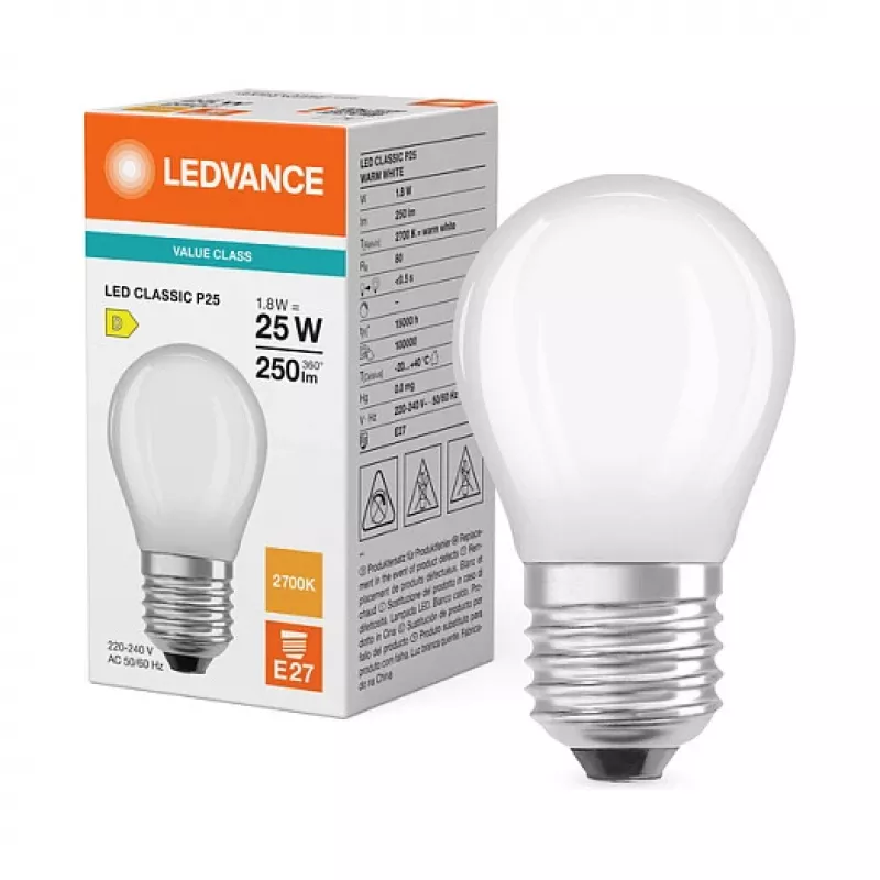 Osram LED Classic P 25 Filament P 1.8W 827 matt E27 LED-Lampen, klassische Mini