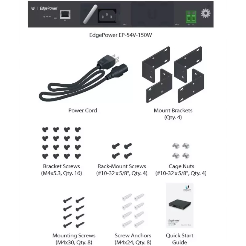 Netzteil UBIQUITI EP-54V-150W 150 W, AC 100–240 V, 50–60 Hz, schwarz