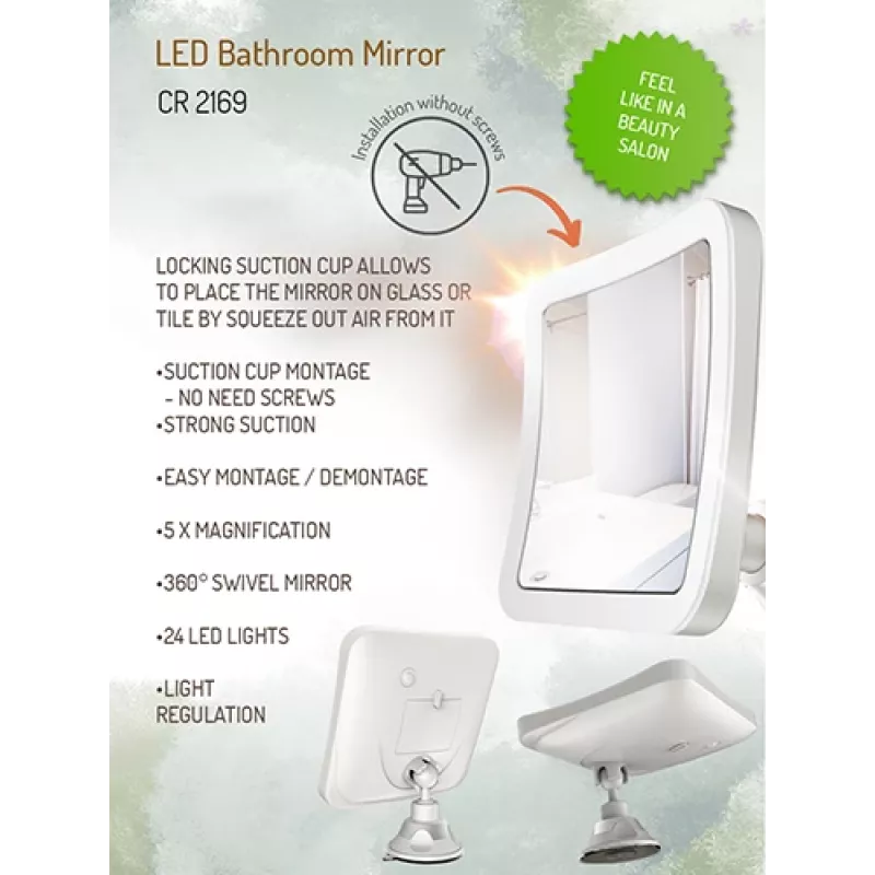 Badspiegel Camry CR 2169 LED 16,3 cm Weiß — beleuchteter Wandspiegel