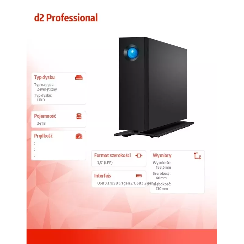 LaCie d2 Professional 24TB USB-C 10Gb/s 3.5-Zoll externe Festplatte (STHA24000800)