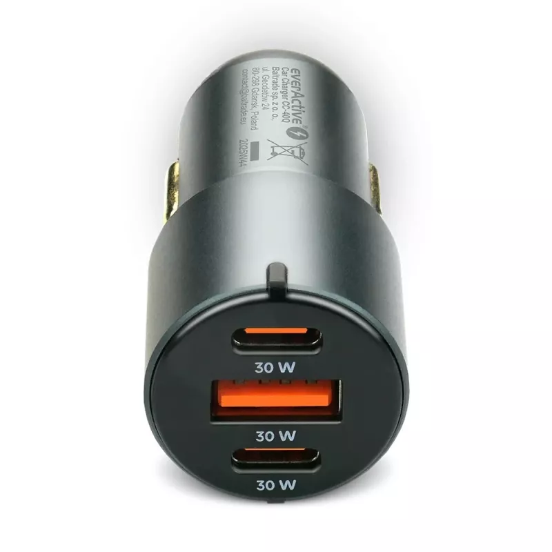 Auto-Ladegerät everActive CC-40Q QC3.0 60W, USB-Autoadapter zum Laden mobiler Geräte