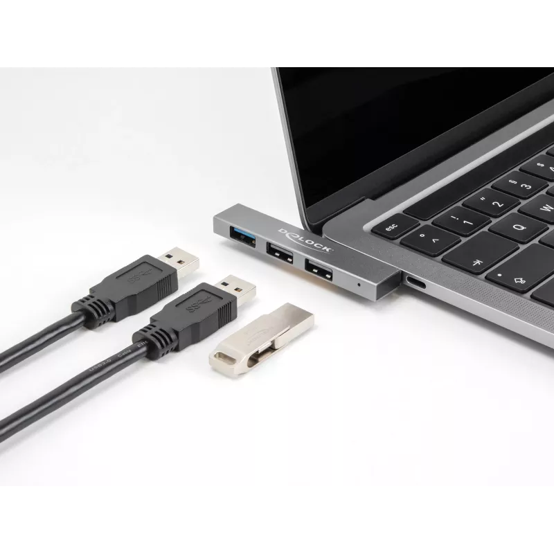 DeLOCK 3 Port schlank USB Hub USB Type-C 10 Gbps 2 x USB 2.0