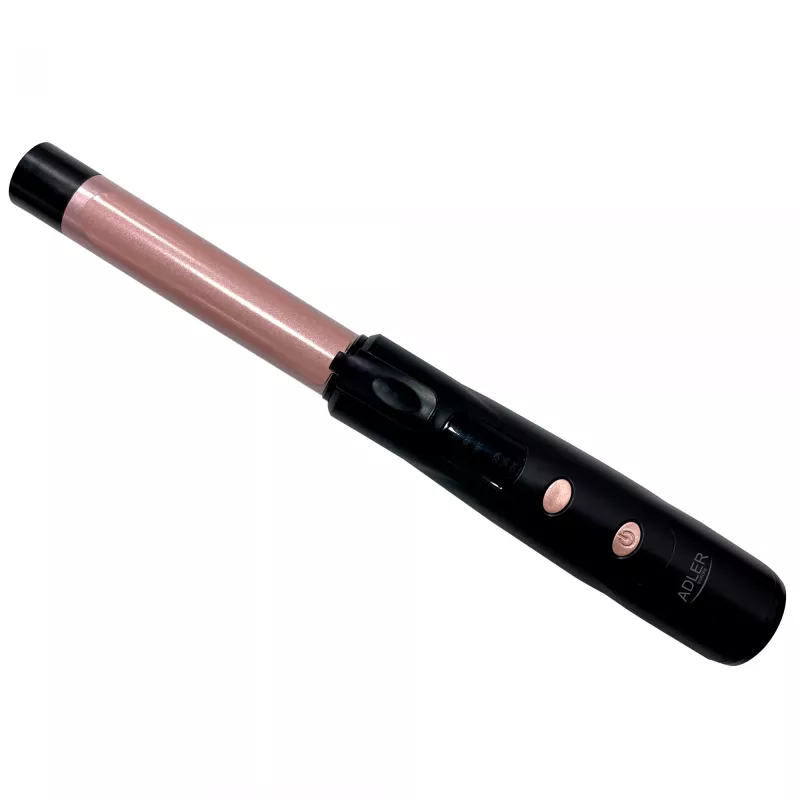 Kabelloser Lockenstab Adler AD 2120 — 2,4 cm Keramik-Turmalin-Aufsatz, LED-Display, bis zu 170–210 °C, wiederaufladbar 2×2600 mAh