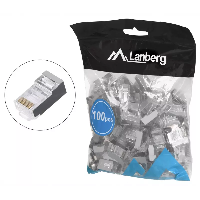 LANBERG RJ-45-Steckverbinder PLS-5000EZ, Cat5e, F/UTP (FTP), Grau, 100 Stück