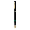 Pelikan M200, Schwarz, Gold, Integriertes Füllsystem, Harz, Gold, Italic-Feder, Gold, Edelstahl
