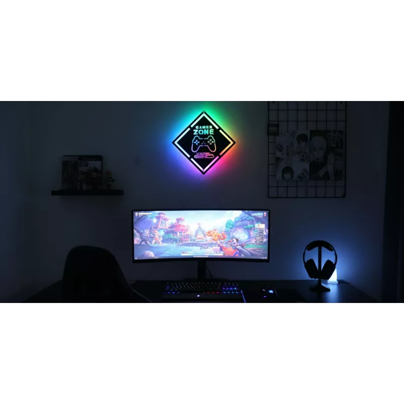 LED-Neon-Schild MANTA MASNL132RGB Style Neon Lights GAMER ZONE, RGB-beleuchtete Wanddekoration