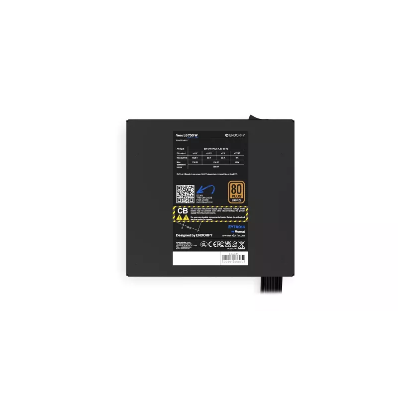 Netzteil ENDORFY Vero L6 750 W, 24-polig ATX, 80 PLUS Bronze, 120 mm Lüfter, Schwarz
