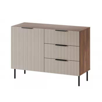 Kommode cama meble ALMERA 104x42x75 cm, Walnuss/Cashmere, 3 Schubladen, Spanplatte