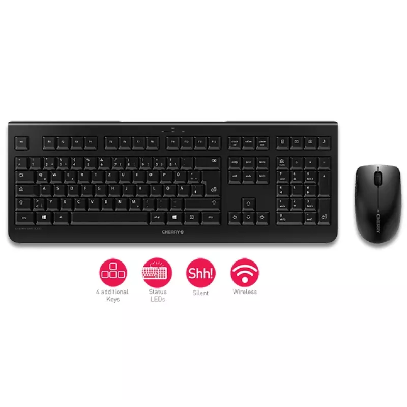 CHERRY DW 3000 Tastatur Maus enthalten Universal RF Wireless QWERTZ Deutsch Grau