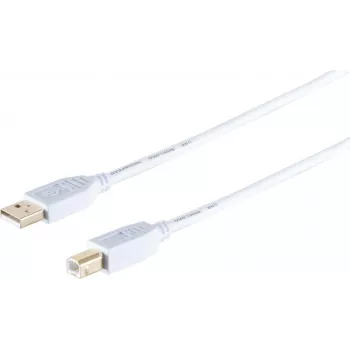 USB 2.0 A–B-Kabel ShiverPeaks 1,0 m, High Speed, vergoldete Kontakte, weiß