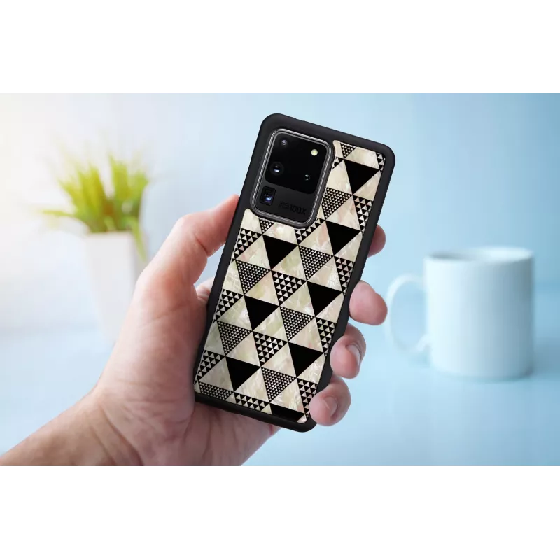 Schutzhülle iKins für Samsung Galaxy S20 Ultra — Pyramidenmuster, schwarz