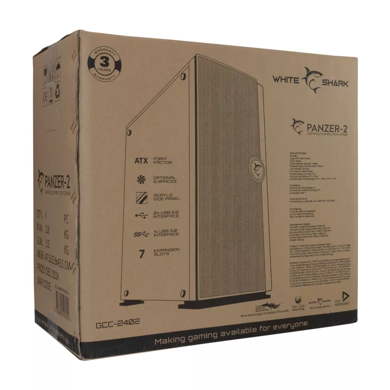 Computergehäuse Panzer-2 White Shark GCC-2402 ATX Schwarz