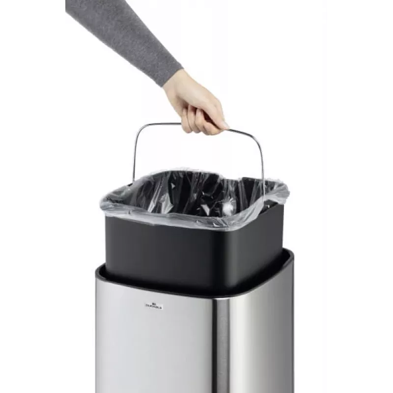 Rechteckiger Mülleimer Durable NO TOUCH 35L Edelstahl Schwarz Silber