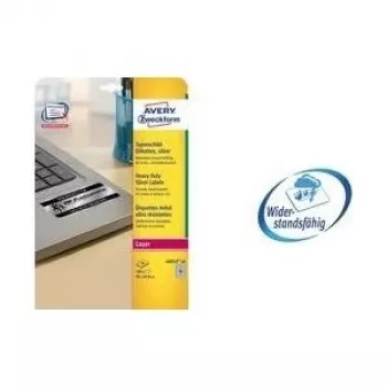 Avery Durable Heavy Duty L6009 – Polyester – permanent haftend – Silber – 45,7 x 21,2 mm 4800 Etiketten (100 Blatt x 48) Etiketten (L6009-100)