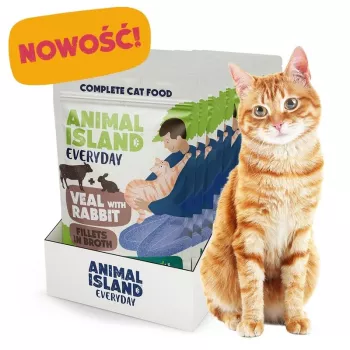 ANIMAL ISLAND Kalb mit Kaninchenfilets in Brühe - Nassfutter für Katzen - 12x85g