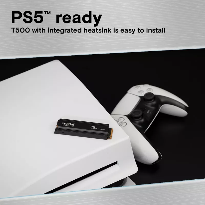 SSD-Laufwerk Crucial T500 1TB M.2 NVMe 2280 PCIe 4.0 mit Kühlkörper
