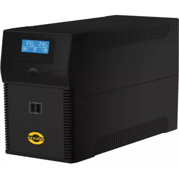 Unterbrechungsfreie Stromversorgung ORVALDI ID2K0CH Line-Interactive 2 kVA / 1200 W, 24 V, 9 Ah Batterien, LCD, USB, kompakt schwarz