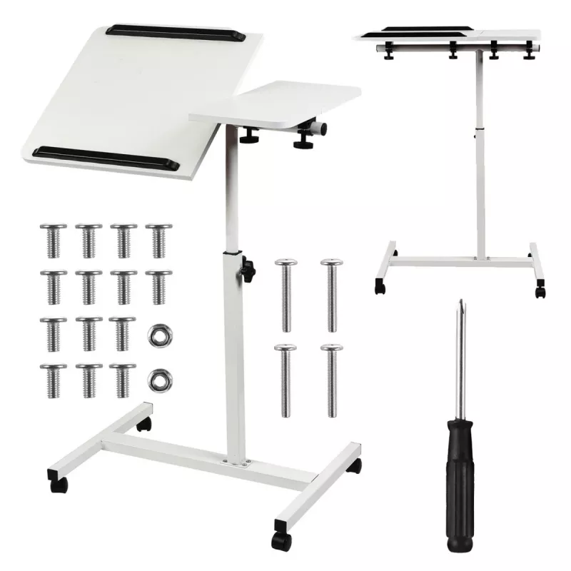 Maclean mobiler Schreibtisch/Laptop-Ständer, weiß, Höhenverstellung 59-89 cm, max. 30 kg, MC-121 W