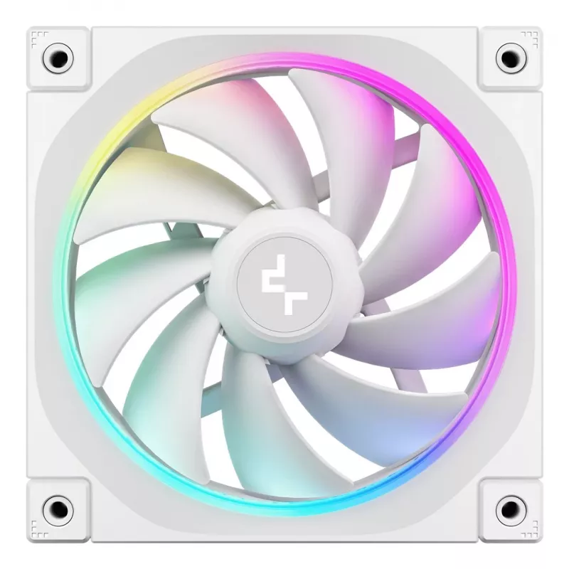 12-cm-Gehäuselüfter DeepCool FL12 WH — 3er-Pack, 120×120×25 mm, 2150 U/min, 55 CFM, Fluid Dynamic Bearing, PWM, Multi-LED, 4-Pin