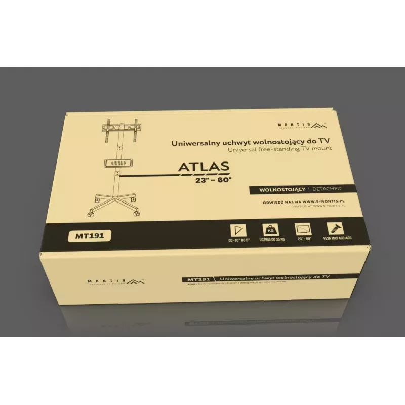 Mobiler TV-Ständer MONTIS MT191 ATLAS für Bildschirme von 26–60 Zoll, max. Tragfähigkeit 35 kg, VESA bis 400x400