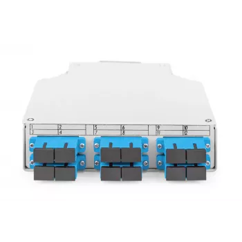 Glasfaser-Hutschienenbox DIGITUS DN-963890, OS2, SC-Adapter mit 2-m-Pigtail, Stahl, Blau/Grau